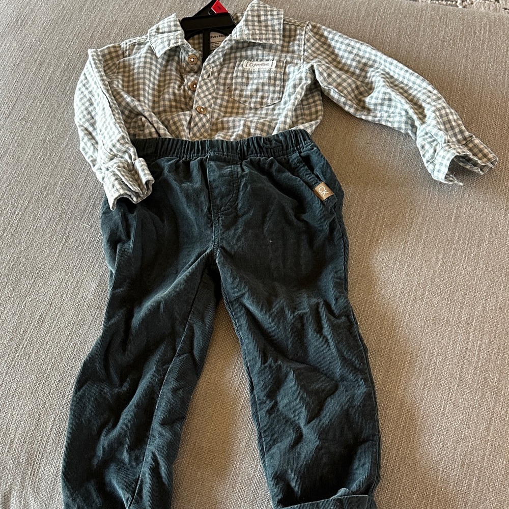 Calvin Klein Gray Checkered Shirt